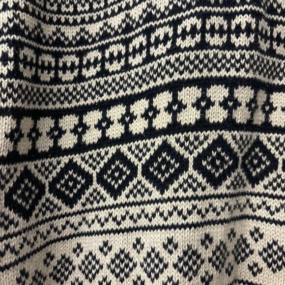 Nautica Men's L Shawl Collar Raglan Sleeve Sweater, Tan w/ Black Print, EUC - Picture 3 of 10